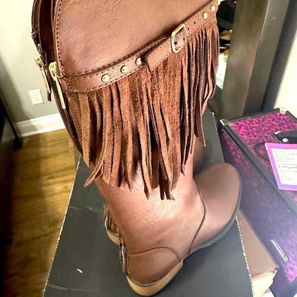 Girls Kenneth Cole Leather Knee Boots *BRAND NEW - NEVER WORN - WITH BOX* Size 3 - Picture 2 of 4